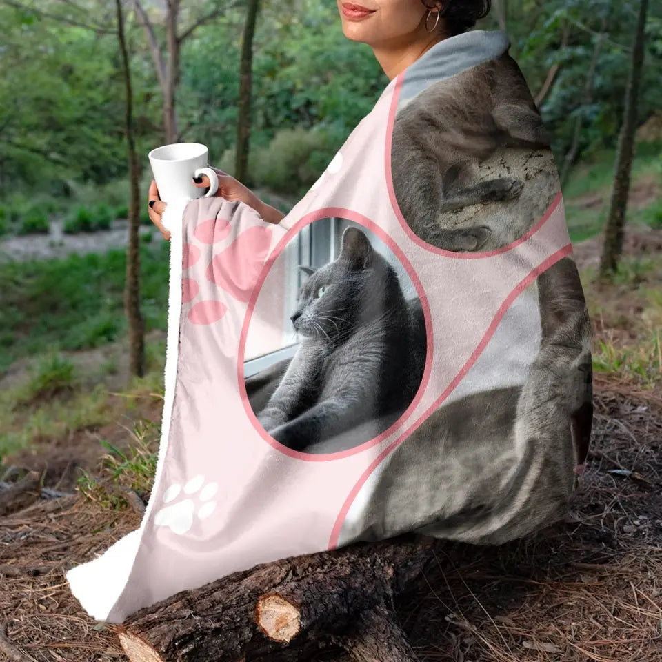 Custom Photo No Longer By My Side But Forever In My Heart - Memorial Gift For Dog Lover, Cat Mom, Pet Loss - Personalized Fleece Blanket