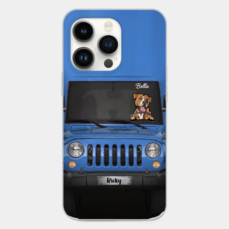 Love Puppy Kitten Pet Dog Cat Driving Colorful Car Personalized Phone Case